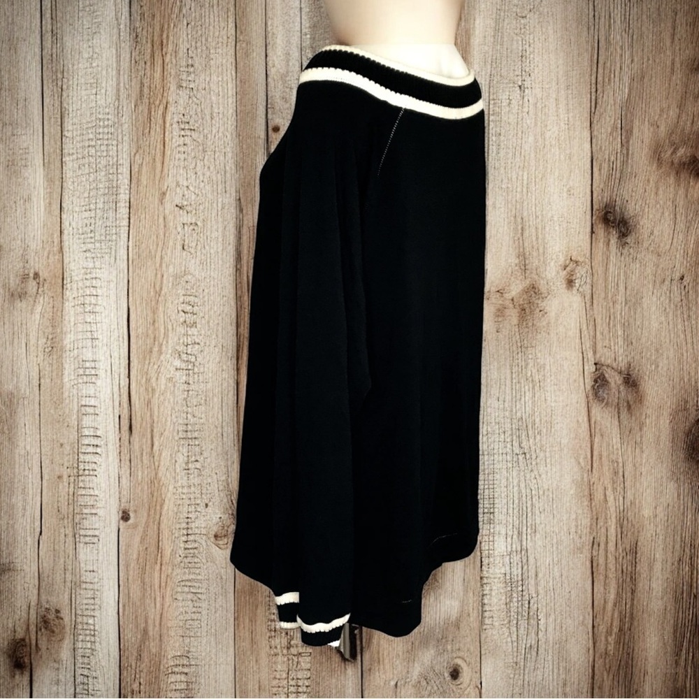 Les Copains Gym Black Knit Sweater Cotton Blend L Gold Embellished Logo Italy - Picture 7 of 11